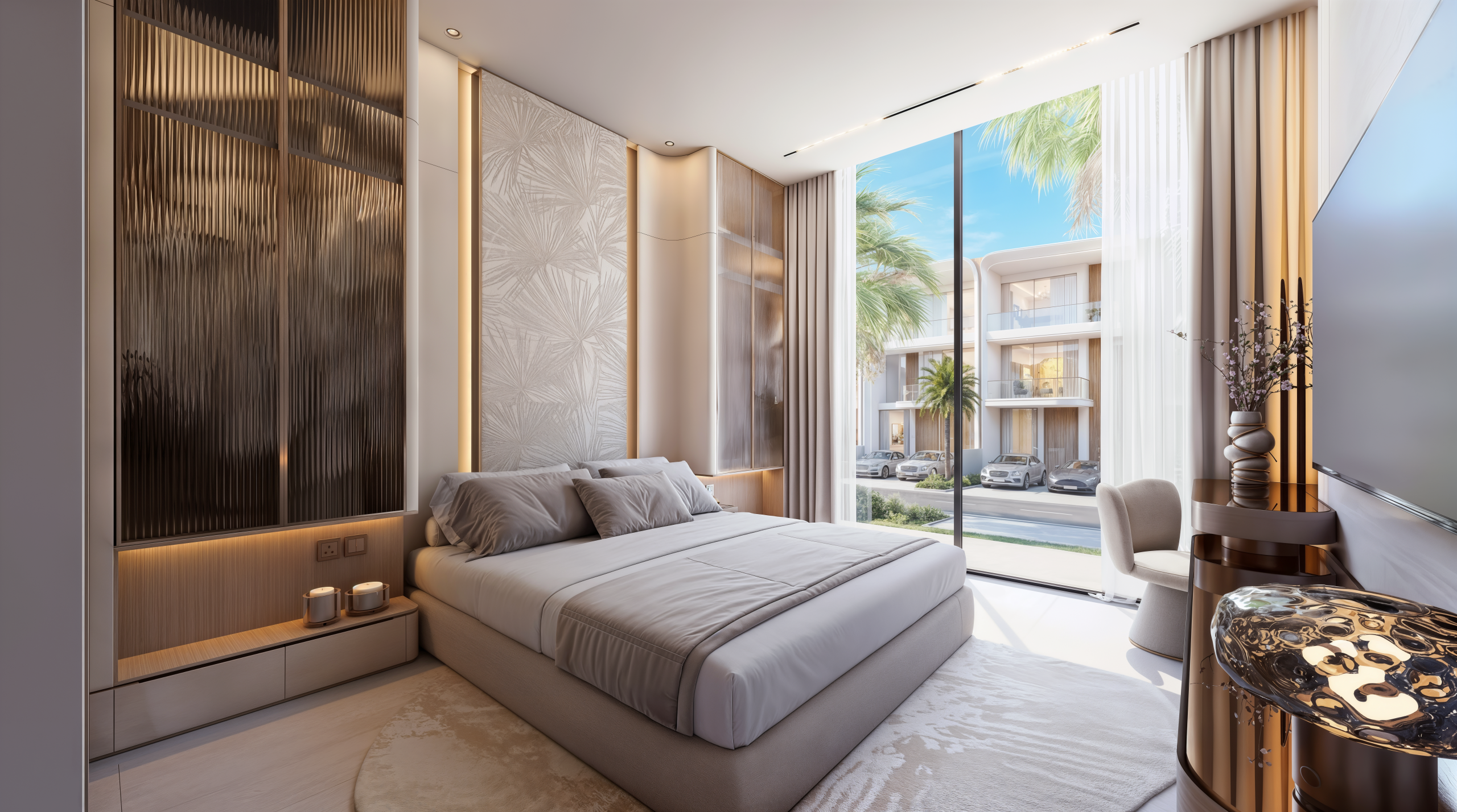Bedroom with community view at Greenz by Danube