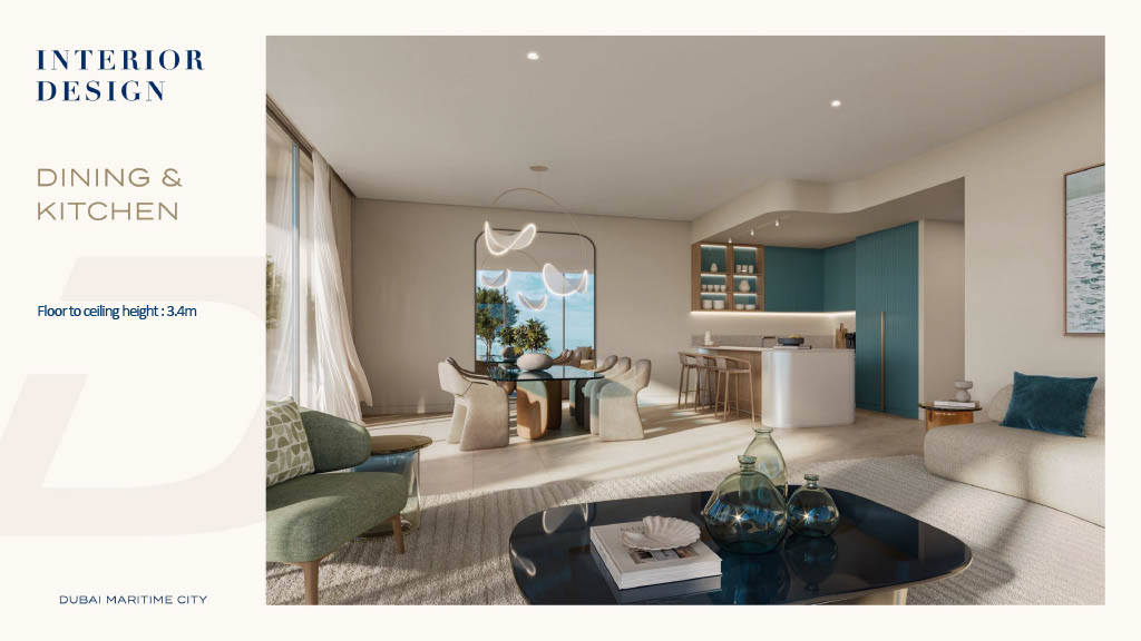 Open-plan dining and kitchen interior at Chelsea Residences