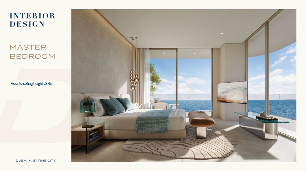 Bedroom with waterfront views at Chelsea Residences