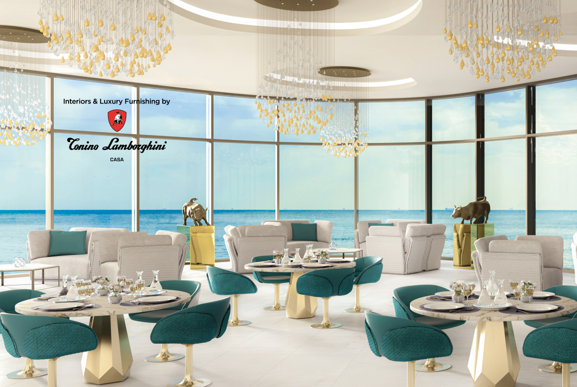 Living and dining area with sea views at Oceanz 3