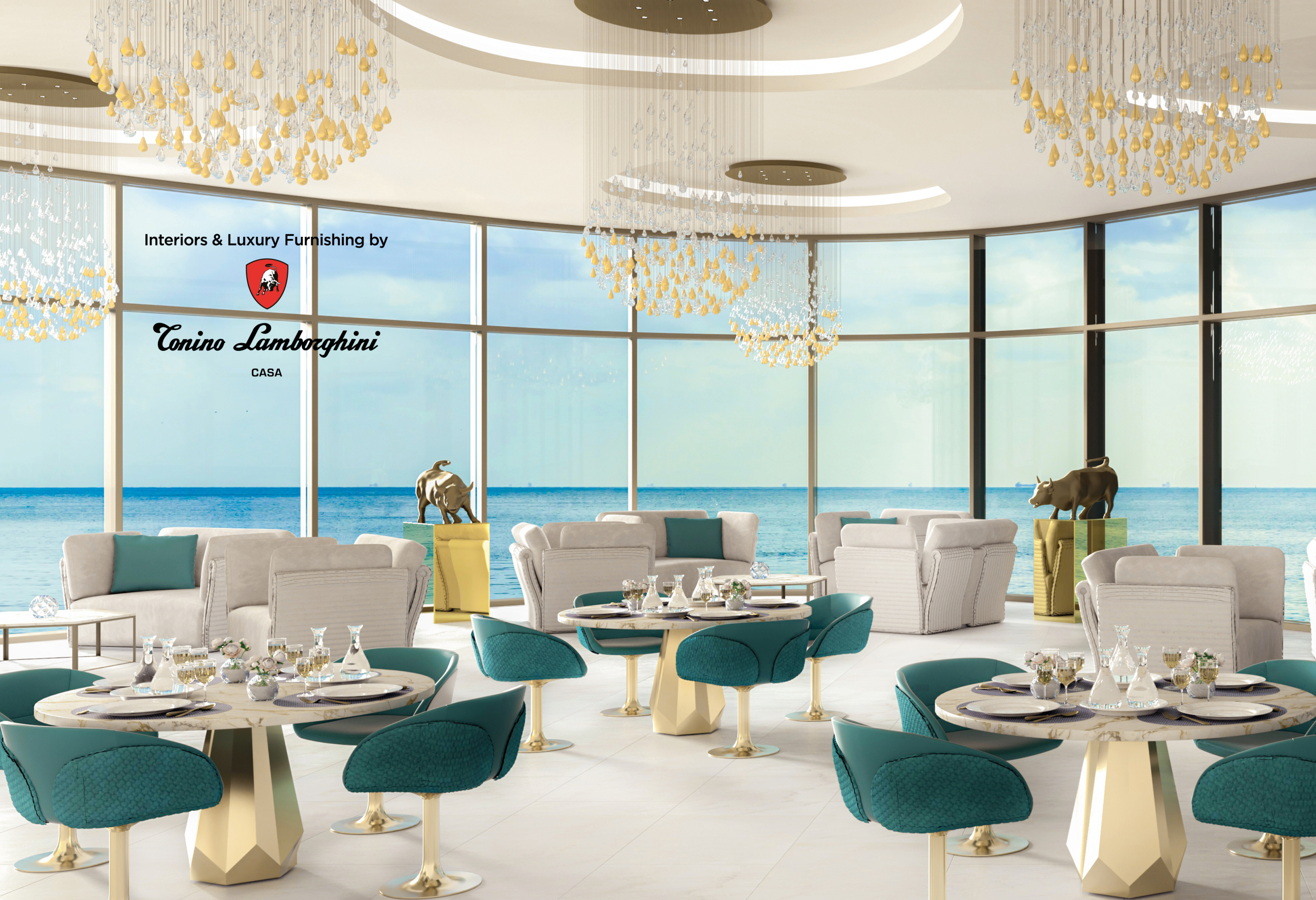 Living and dining area with sea views at Oceanz 3