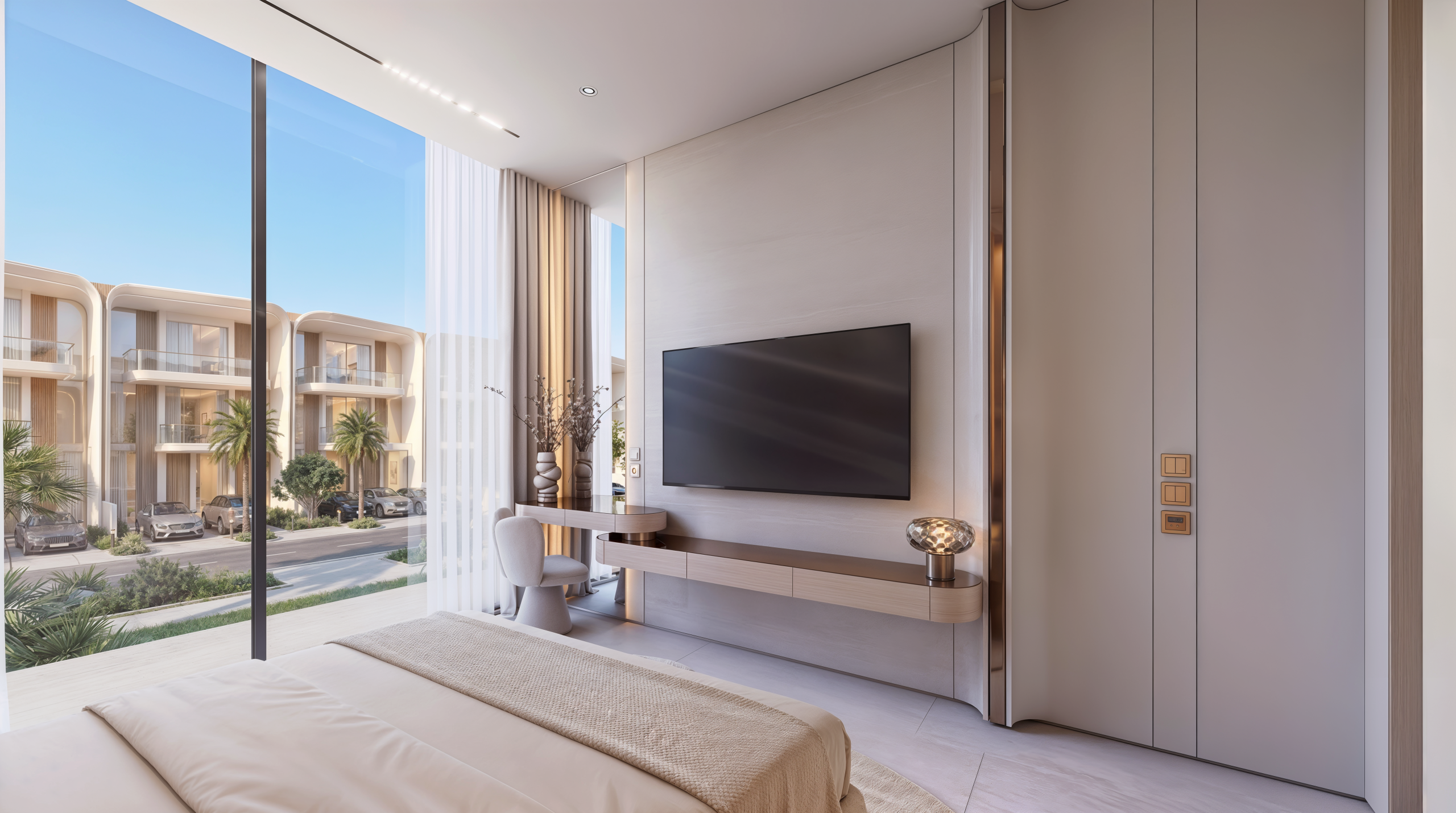 Bright bedroom interior at Greenz by Danube