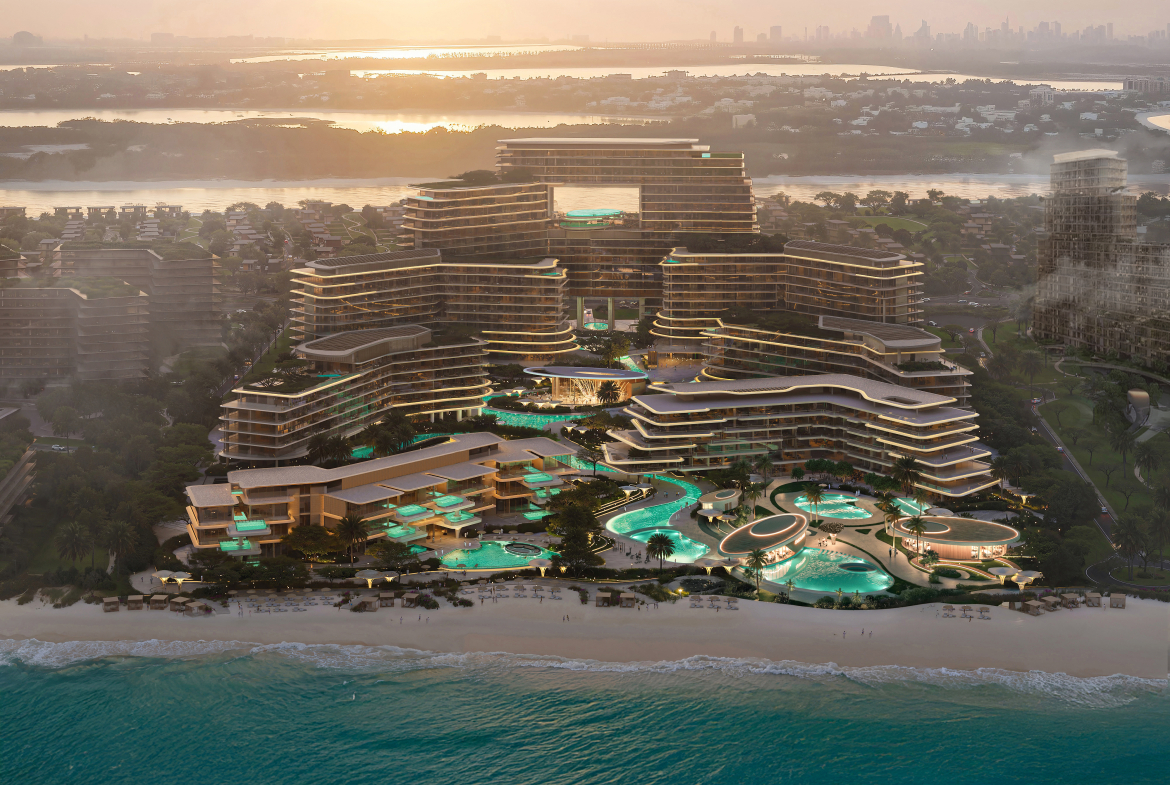 Waterfront architecture at The Meriva Collection, Dubai Islands