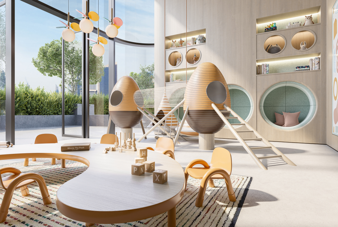 Children's play area at One River Point
