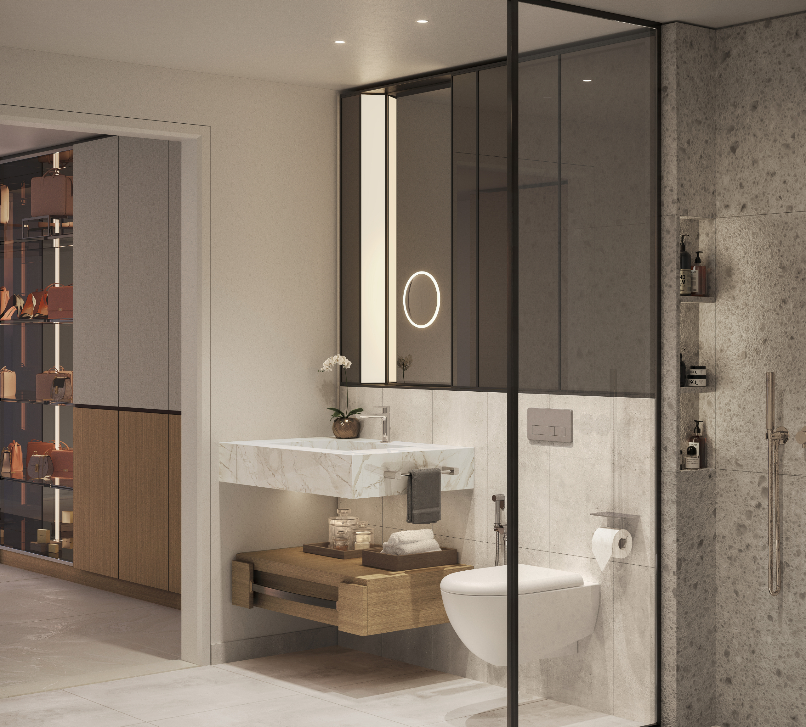 One River Point apartment bathroom