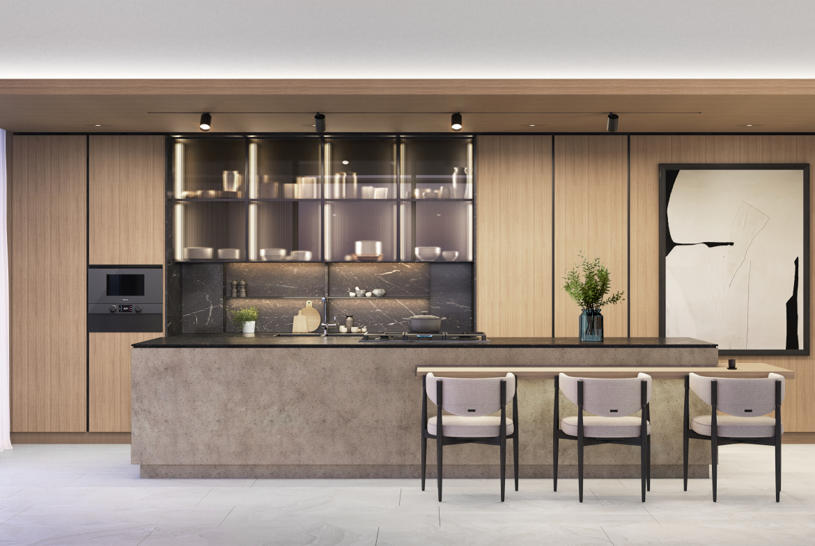 One River Point apartment kitchen