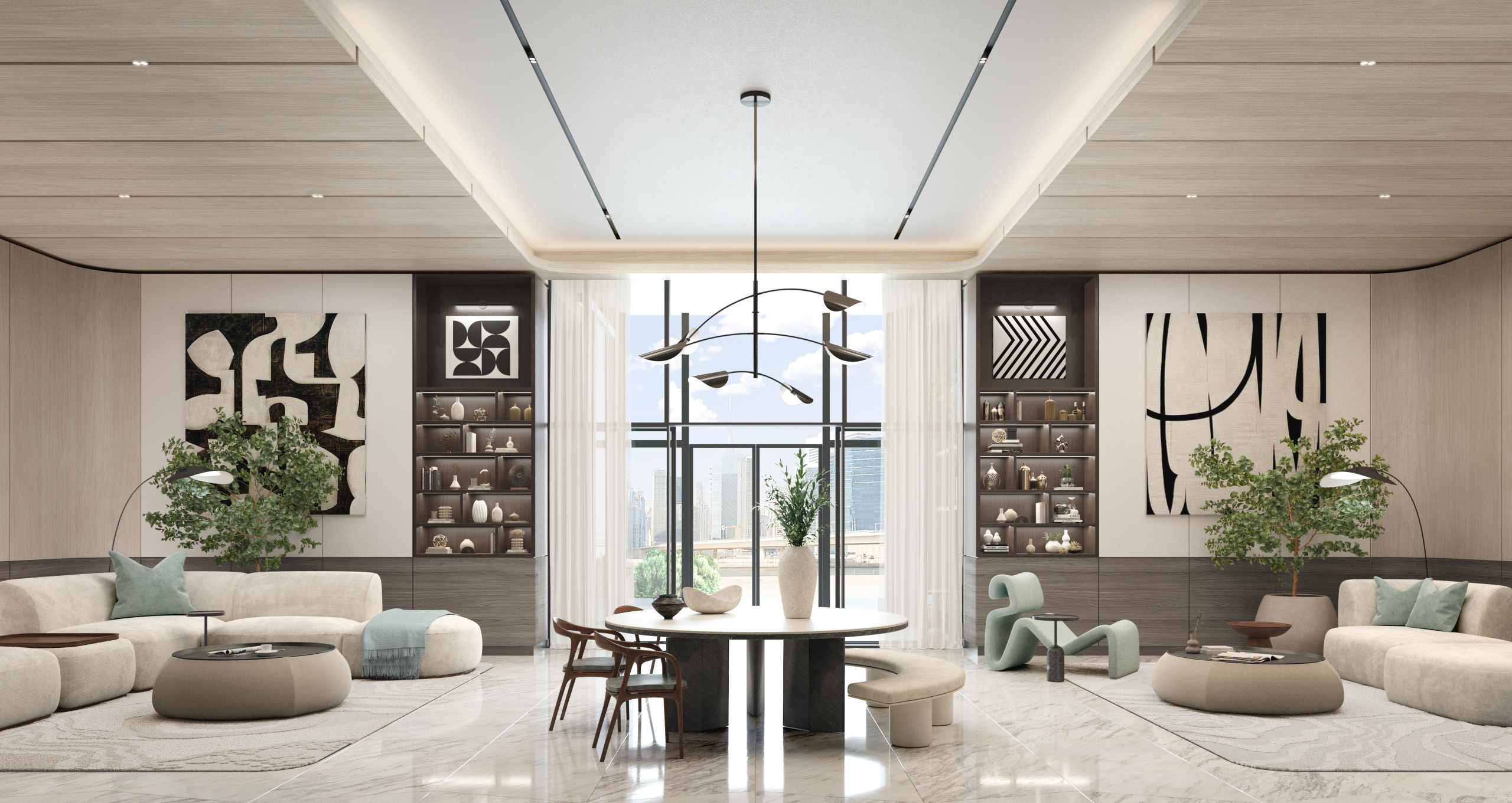 One River Point lobby lounge