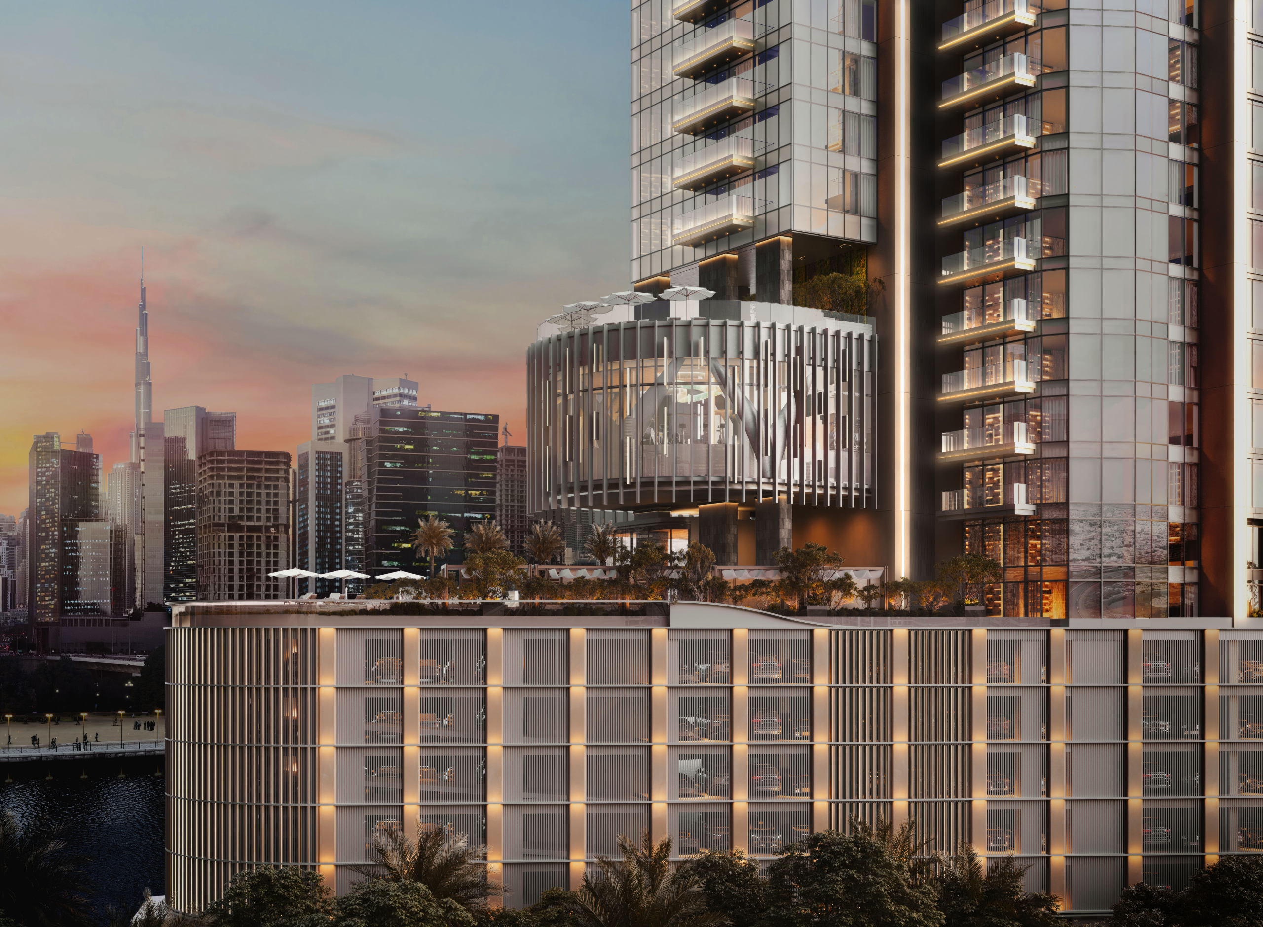 One River Point landscaped podium