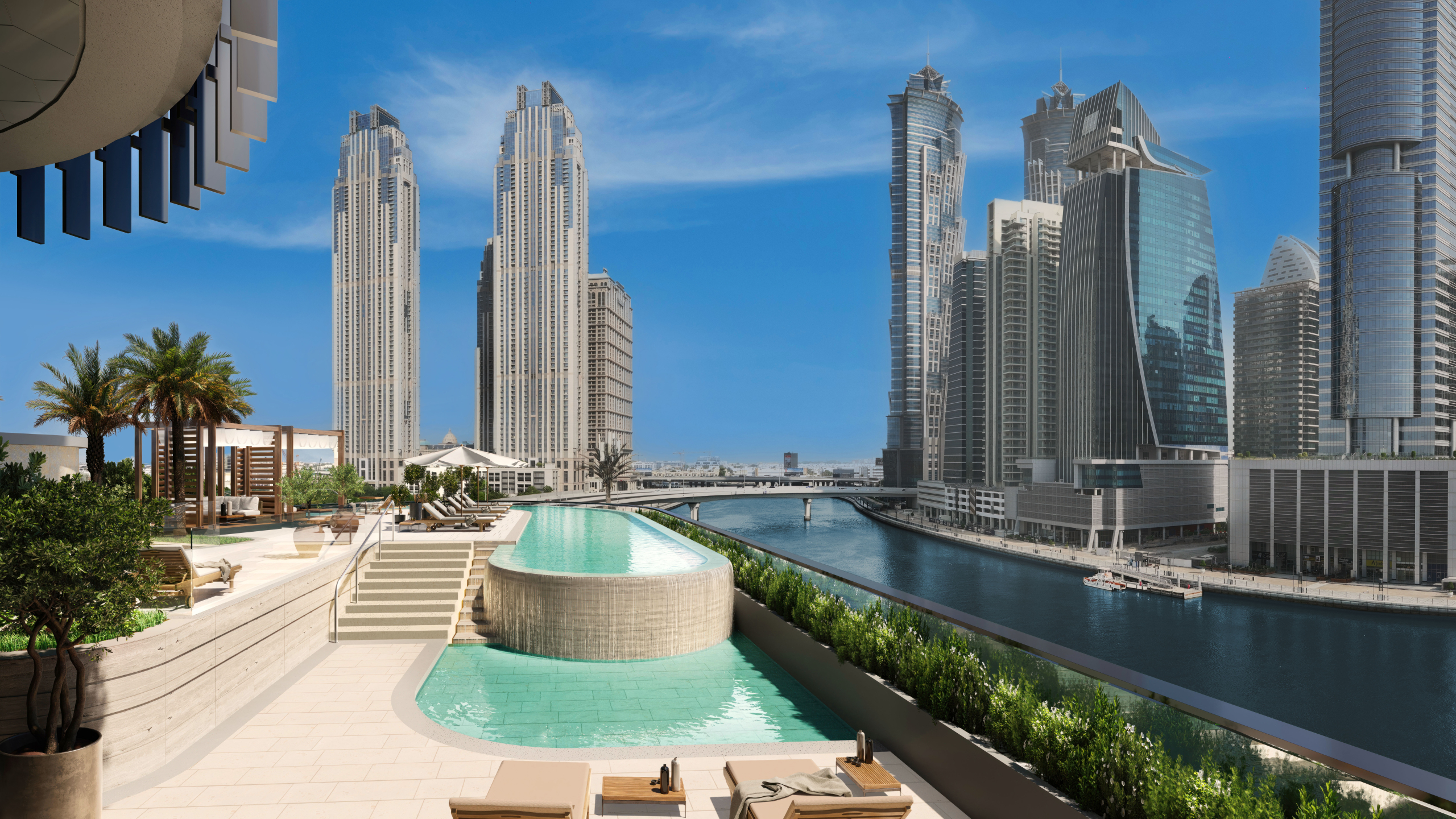 Infinity pool at One River Point in Business Bay