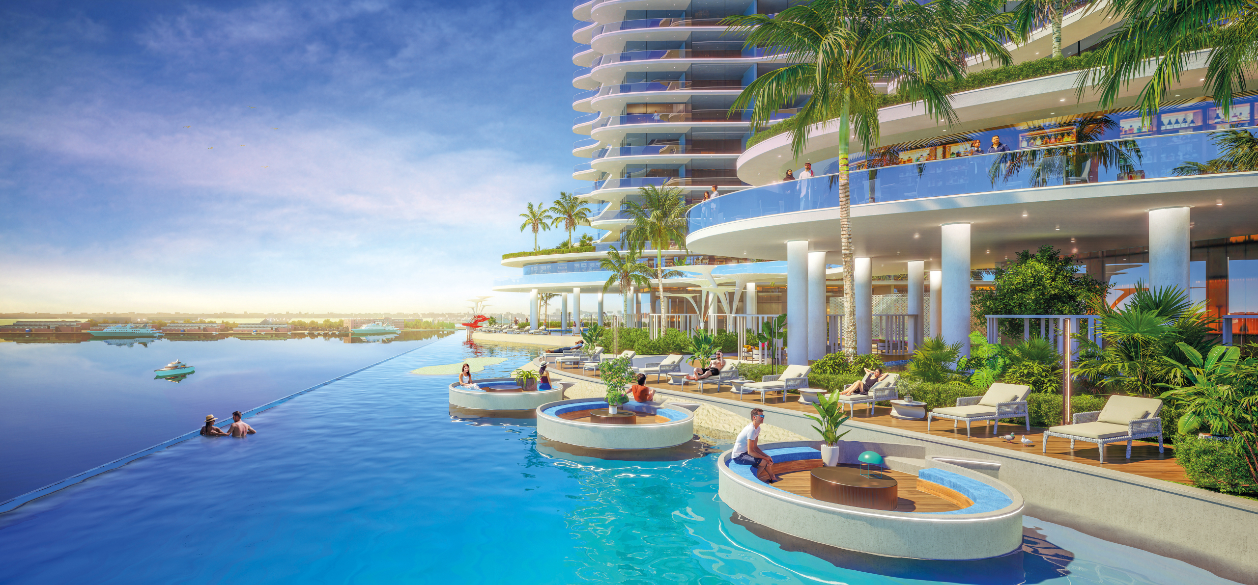 Waterfront pool deck at Oceanz 3 by Danube