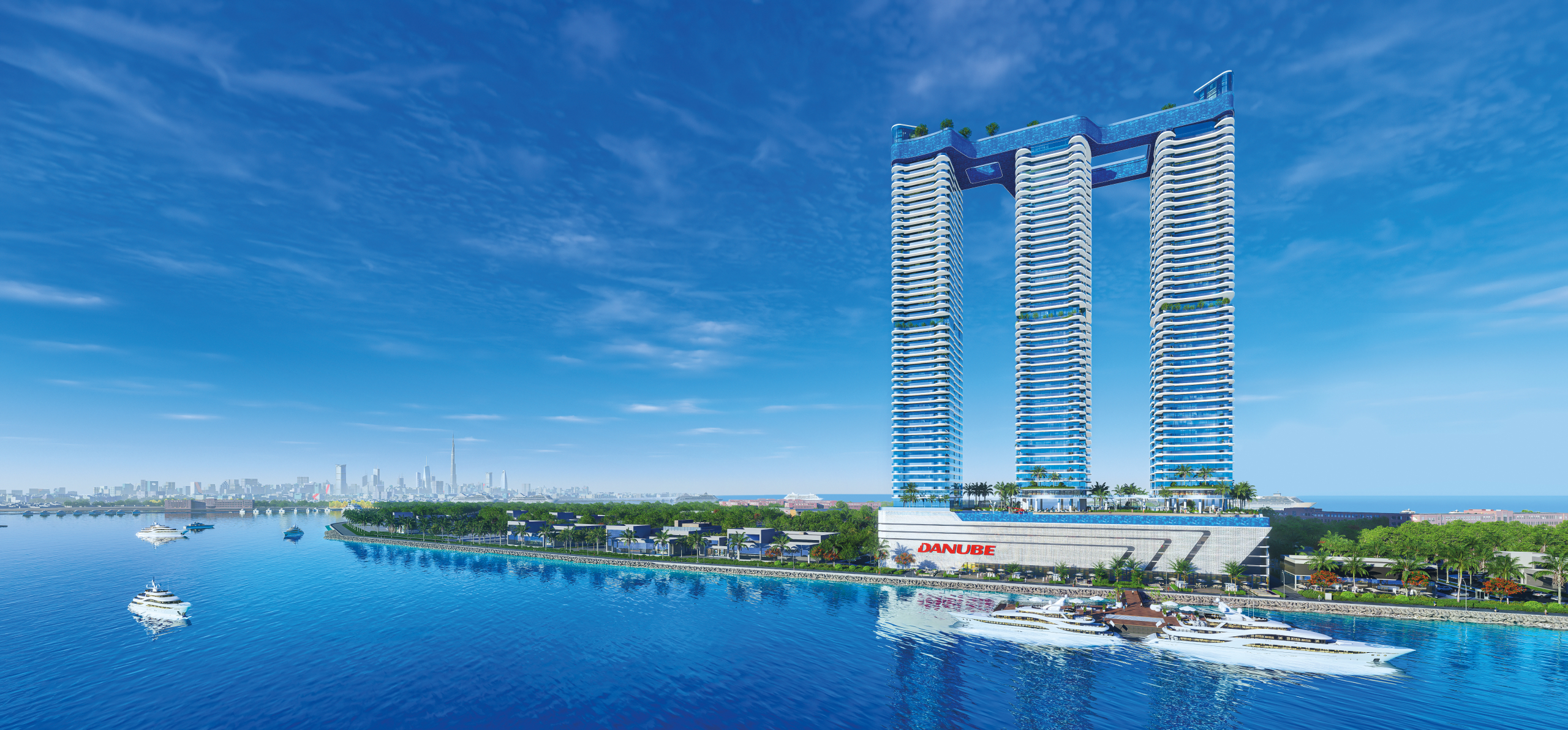 Oceanz 3 towers beside the waterfront in Dubai Maritime City