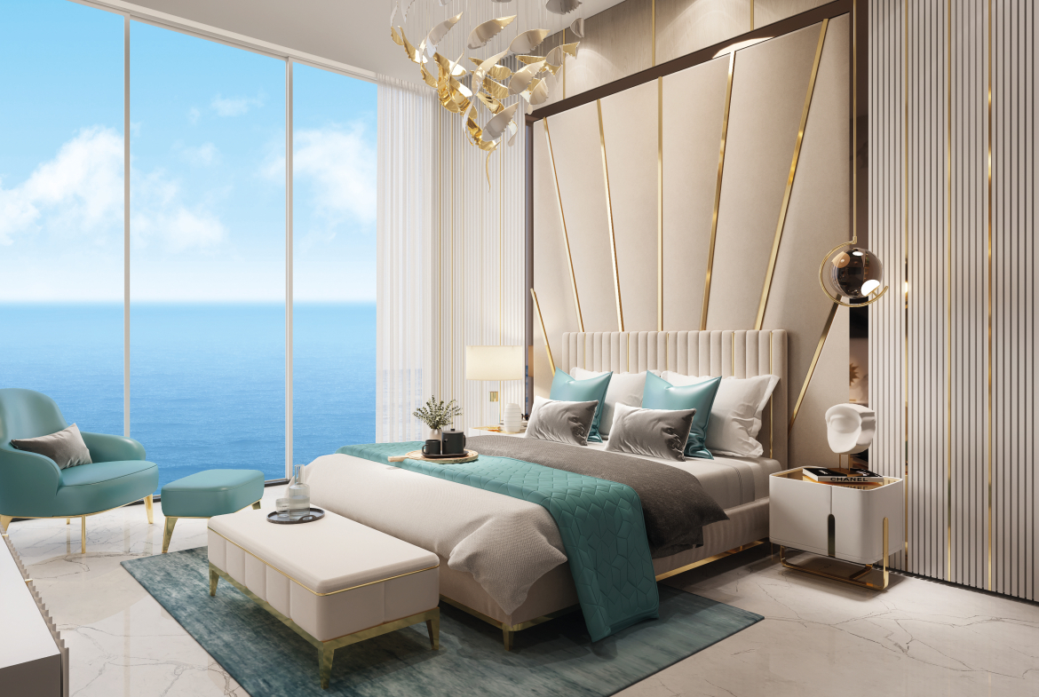 Bedroom interior at Oceanz 3 by Danube