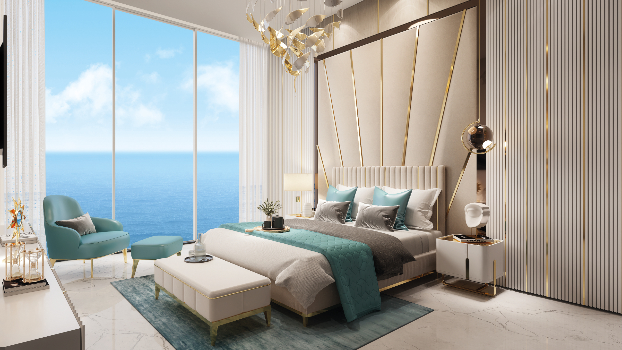 Bedroom interior at Oceanz 3 by Danube