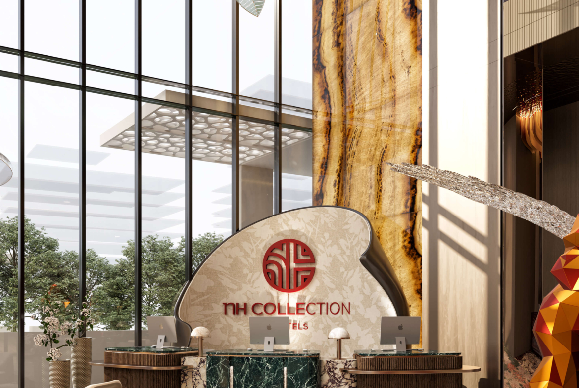NH Collection branded hotel and residence reception lobby