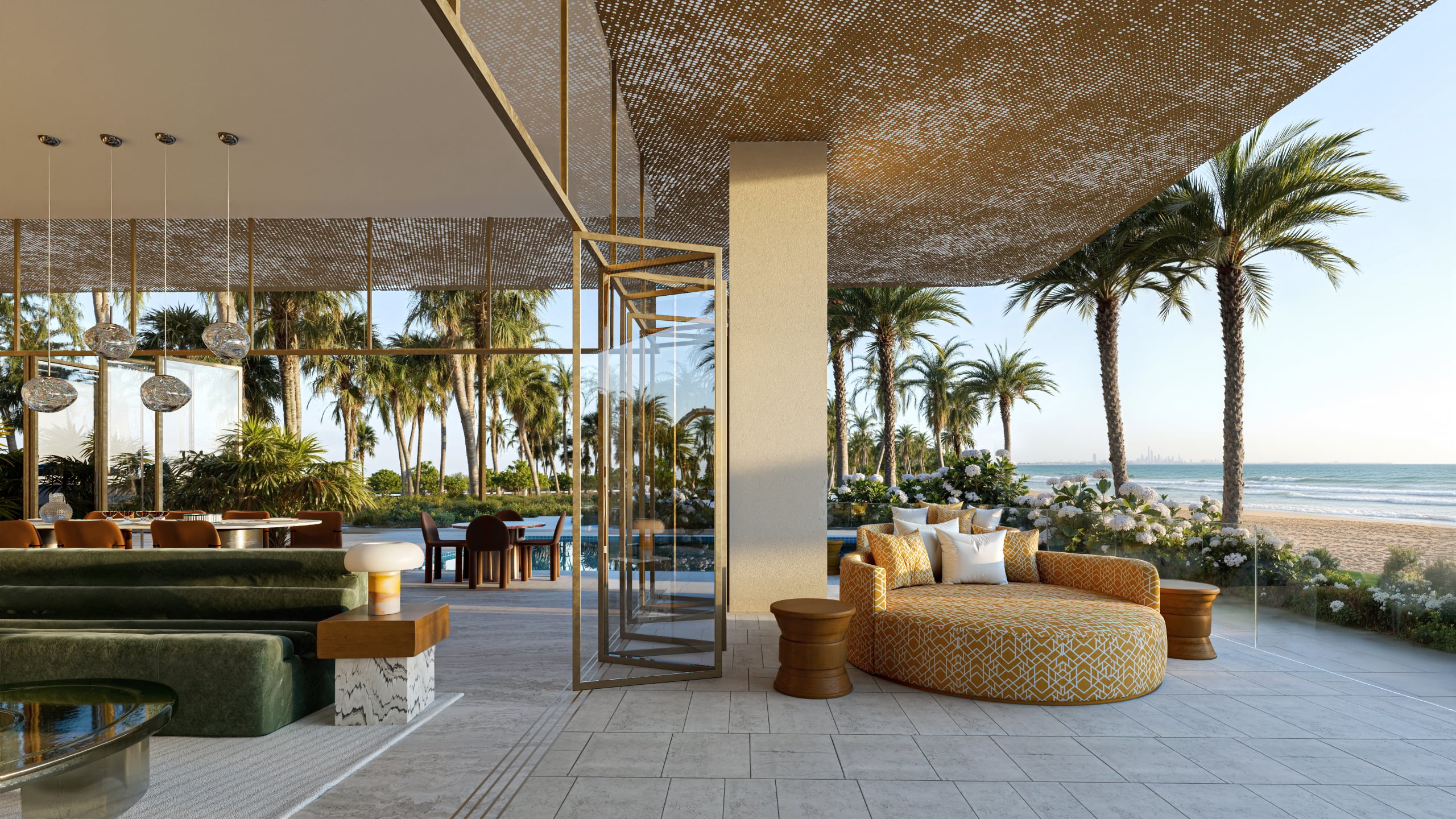 4 Bedroom Beachfront Townhouse Terrace Living 4 Bedroom Luxury Residence — Mondrian AlMarjan Island Residences
