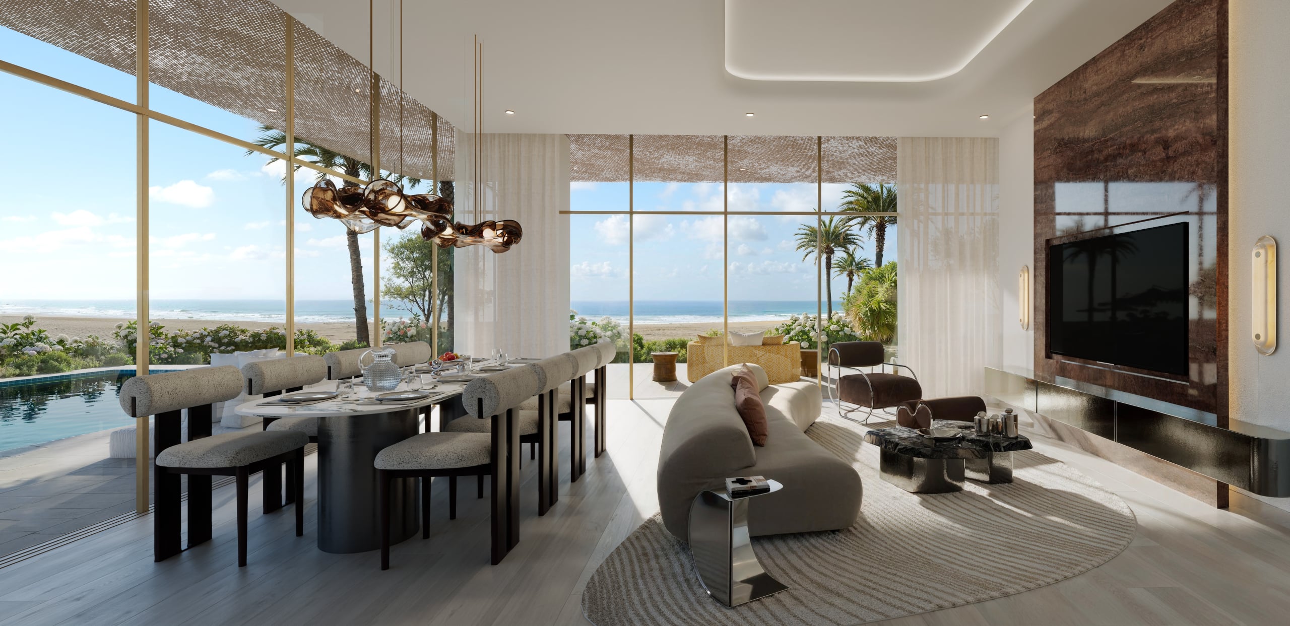 4 Bedroom Beachfront Townhouses Living 4 Bedroom Luxury Residence — Mondrian AlMarjan Island Residences