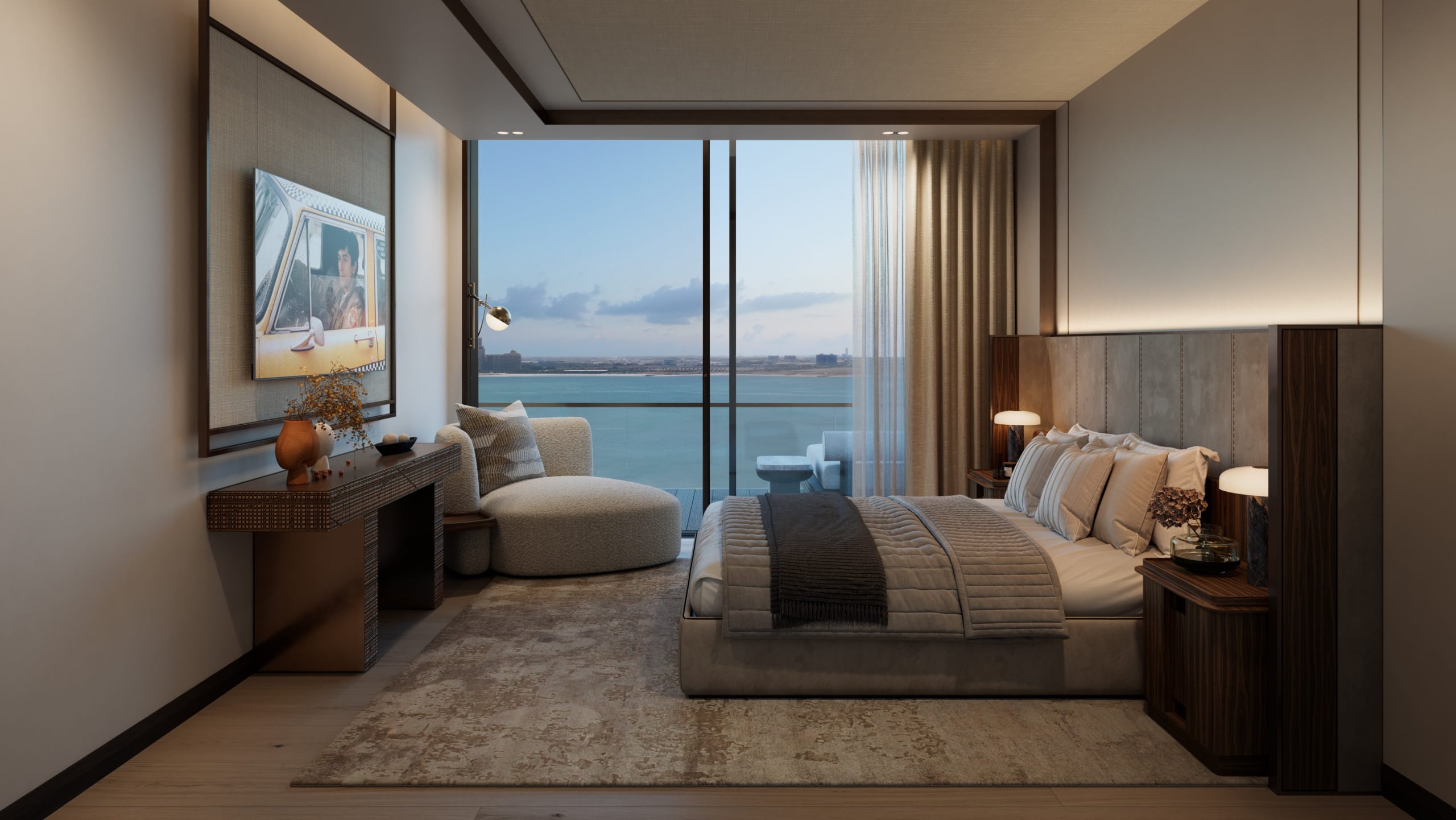 PID-14150_Nobu-Residences_2Bed-Apt_Bedroom-Dusk_Final-e1707930351581-3834×2160 4 Bedroom Luxury Residence — Nobu Residences,Al Marjan Island