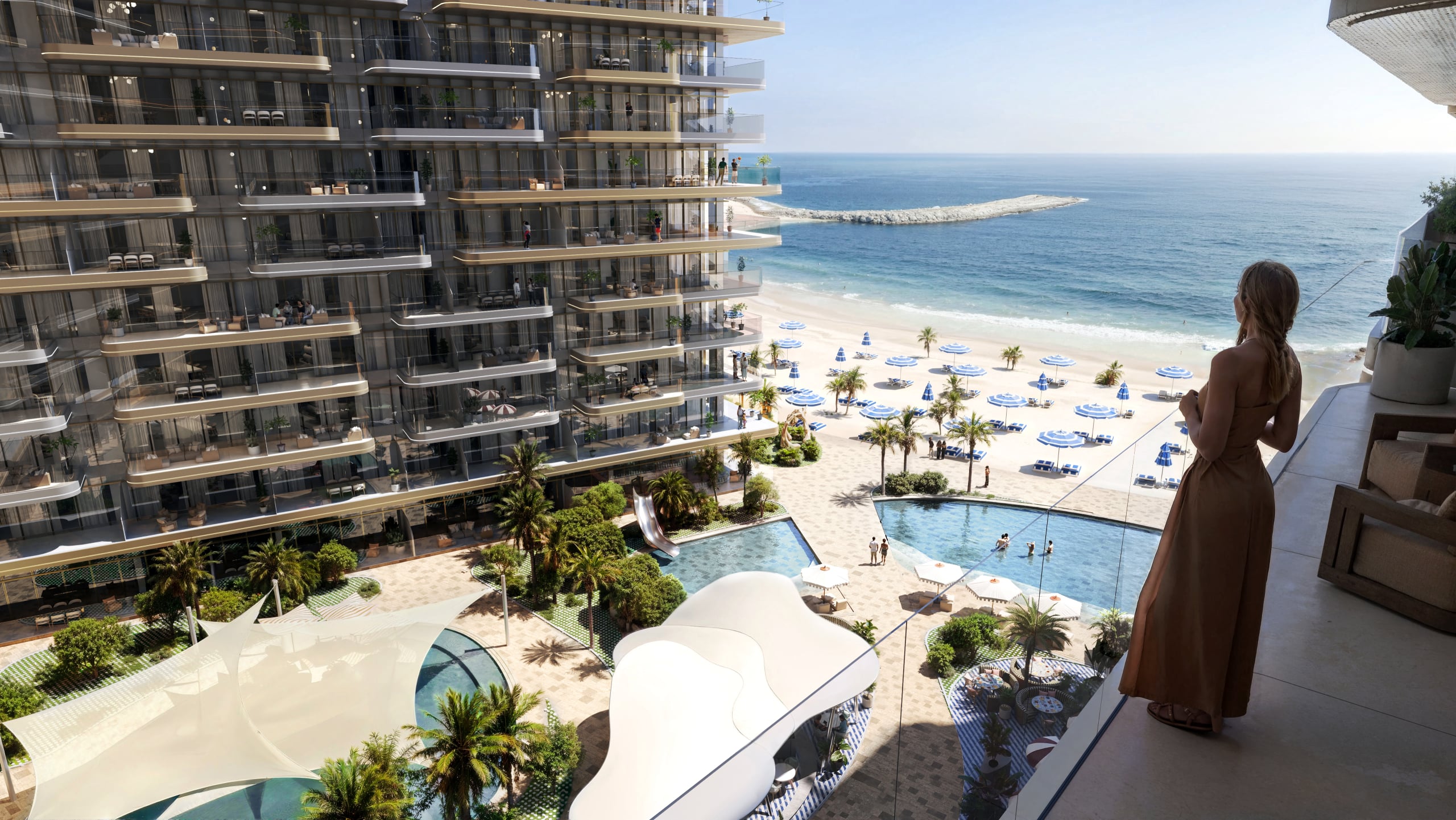 View from 5th floor 1 bedroom apartment 4 Bedroom Luxury Residence — Mondrian AlMarjan Island Residences