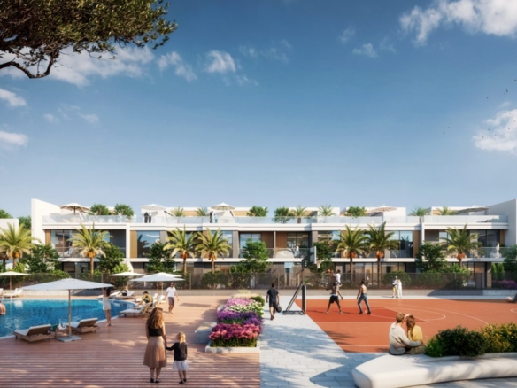 Aila Homes townhouse exterior in Al Hamra Village