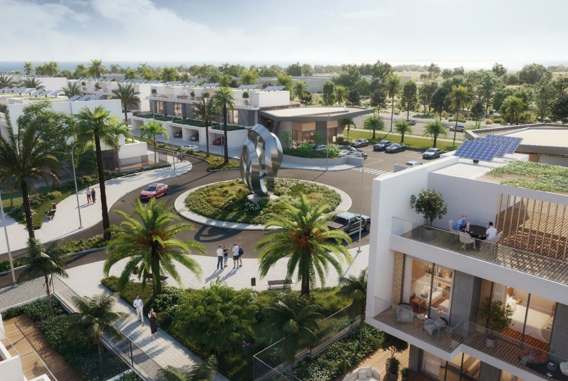 Contemporary townhouse exterior at Aila Homes