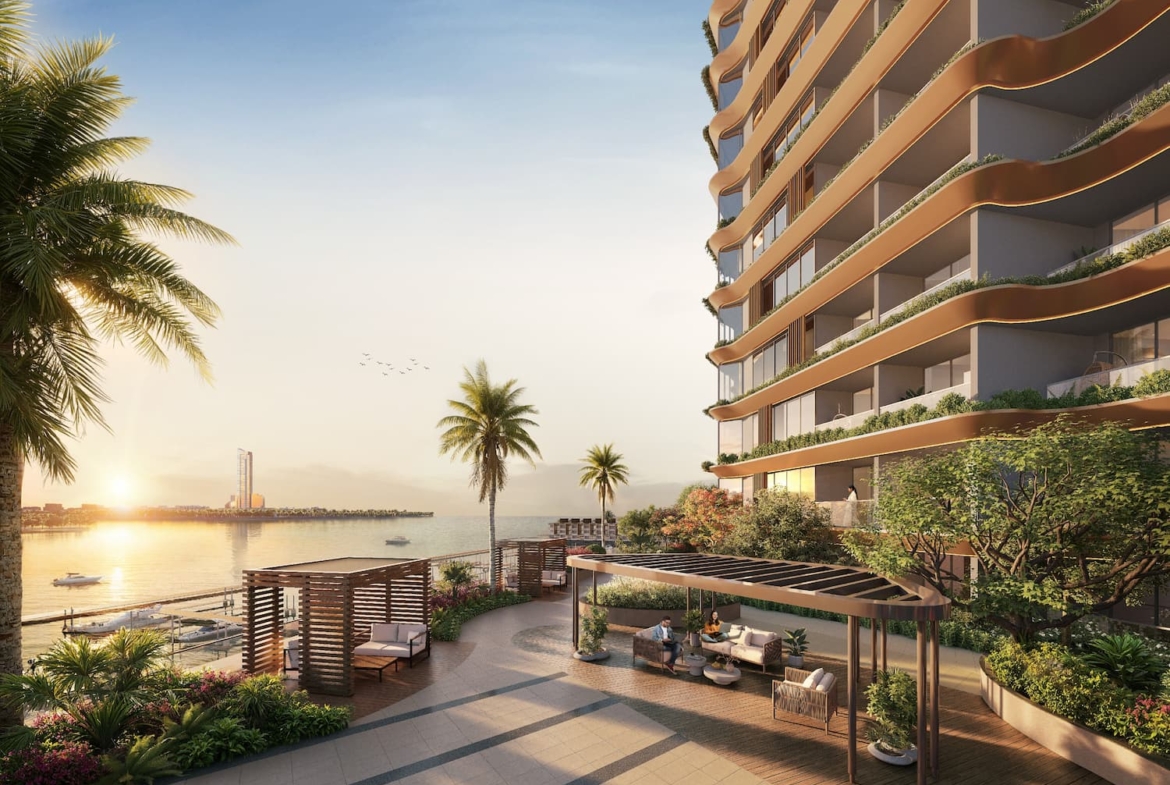 Waterfront coworking terrace at Al Hamra Waterfront