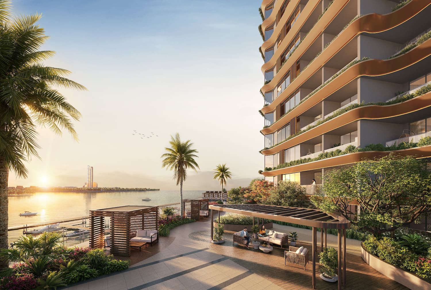 Waterfront coworking terrace at Al Hamra Waterfront