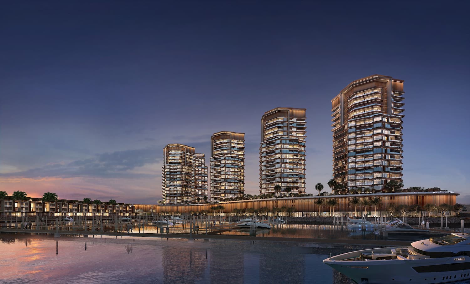Al Hamra Waterfront marina setting