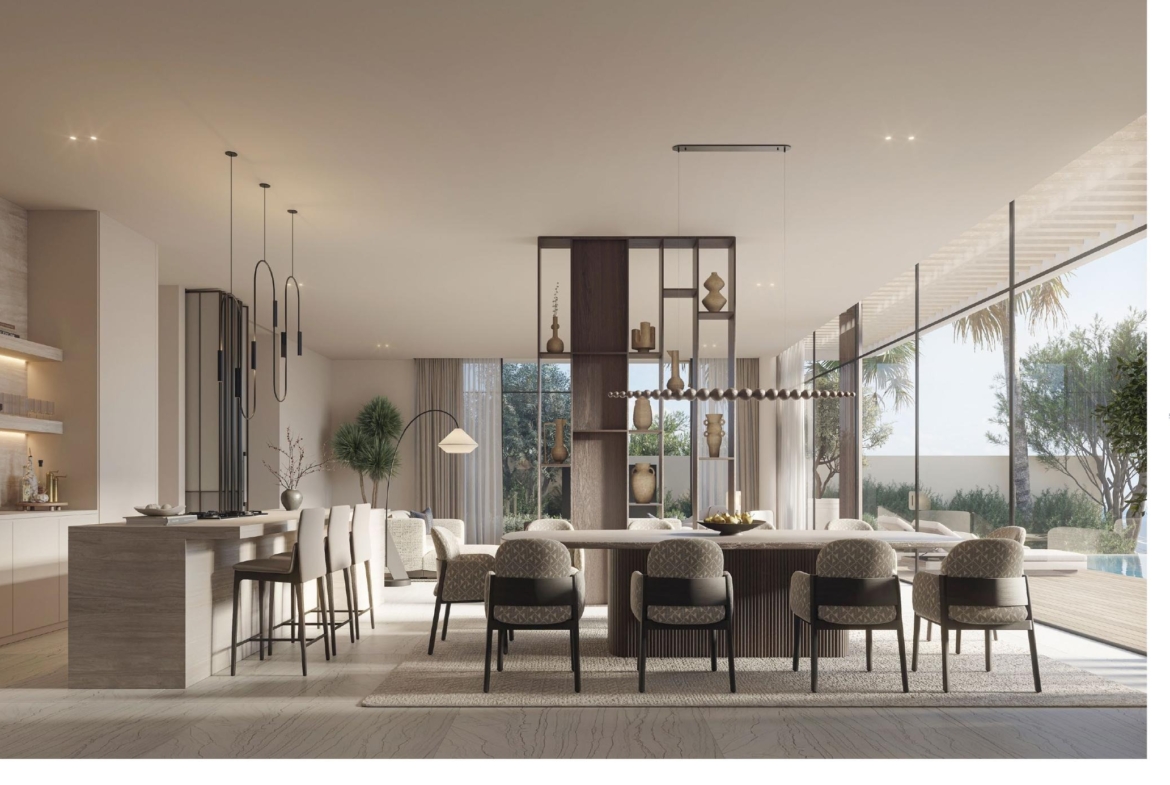 Anantara Mina villa dining room and kitchen rendering