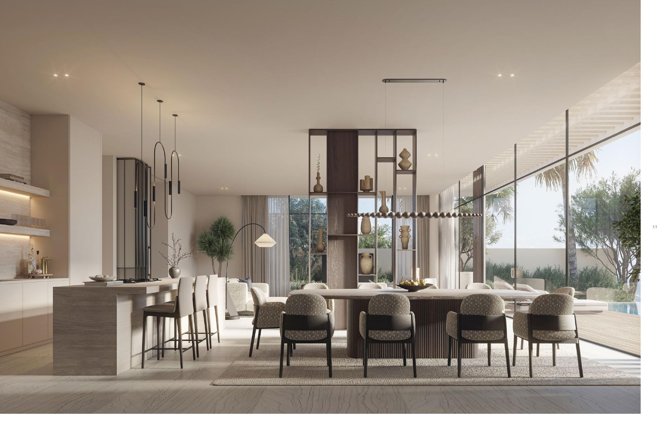 Anantara Mina villa dining room and kitchen rendering