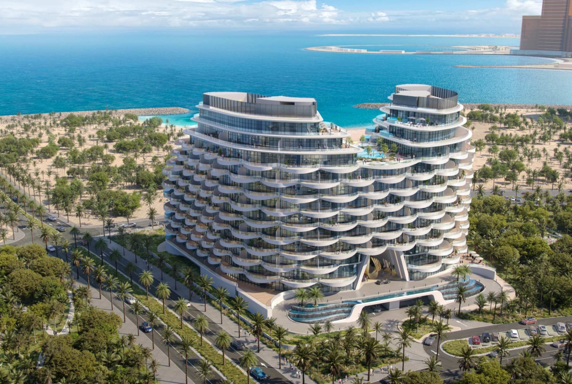 Exterior render of Aqua Arc on Al Marjan Island, view 4