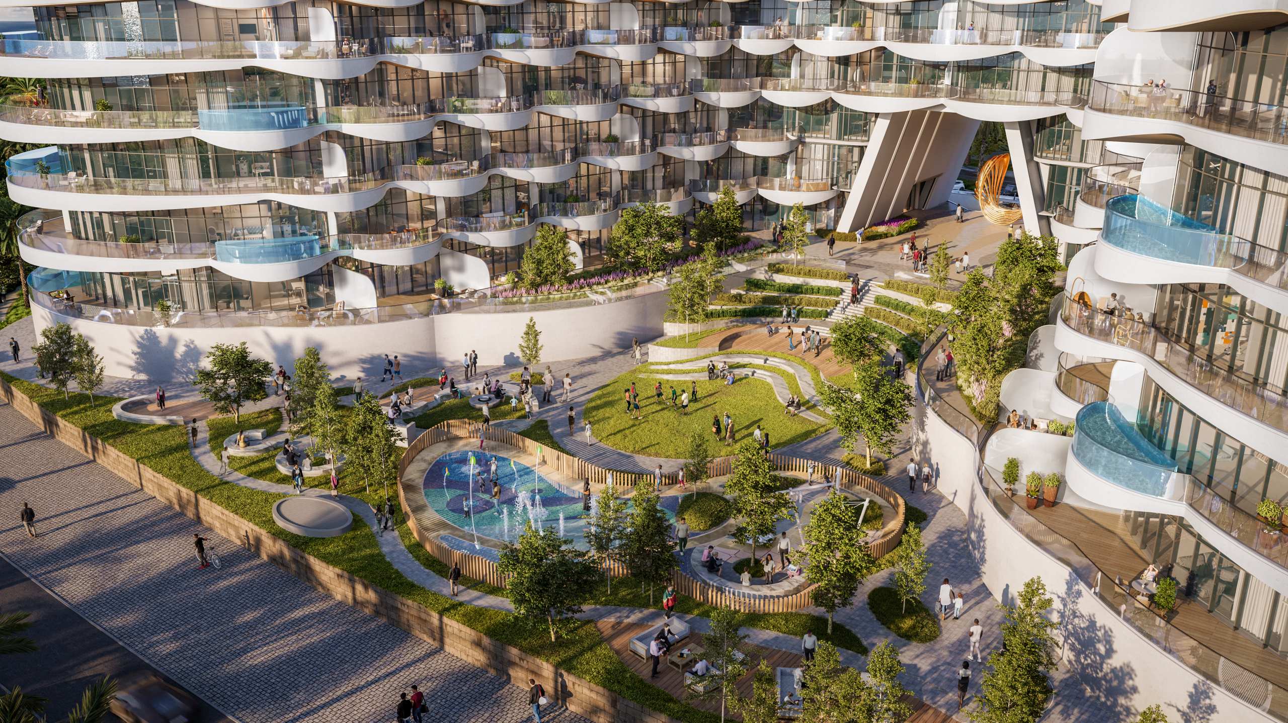 Exterior render of Aqua Arc on Al Marjan Island, view 5
