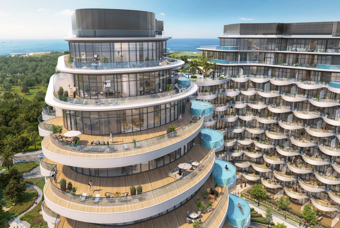 Exterior render of Aqua Arc on Al Marjan Island, view 6
