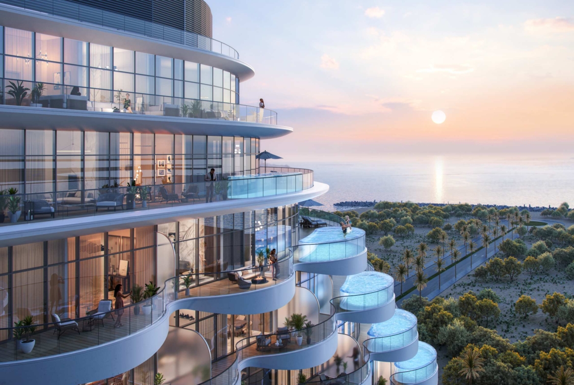Exterior render of Aqua Arc on Al Marjan Island, view 7