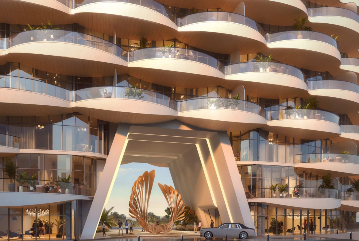 Exterior render of Aqua Arc on Al Marjan Island, view 8
