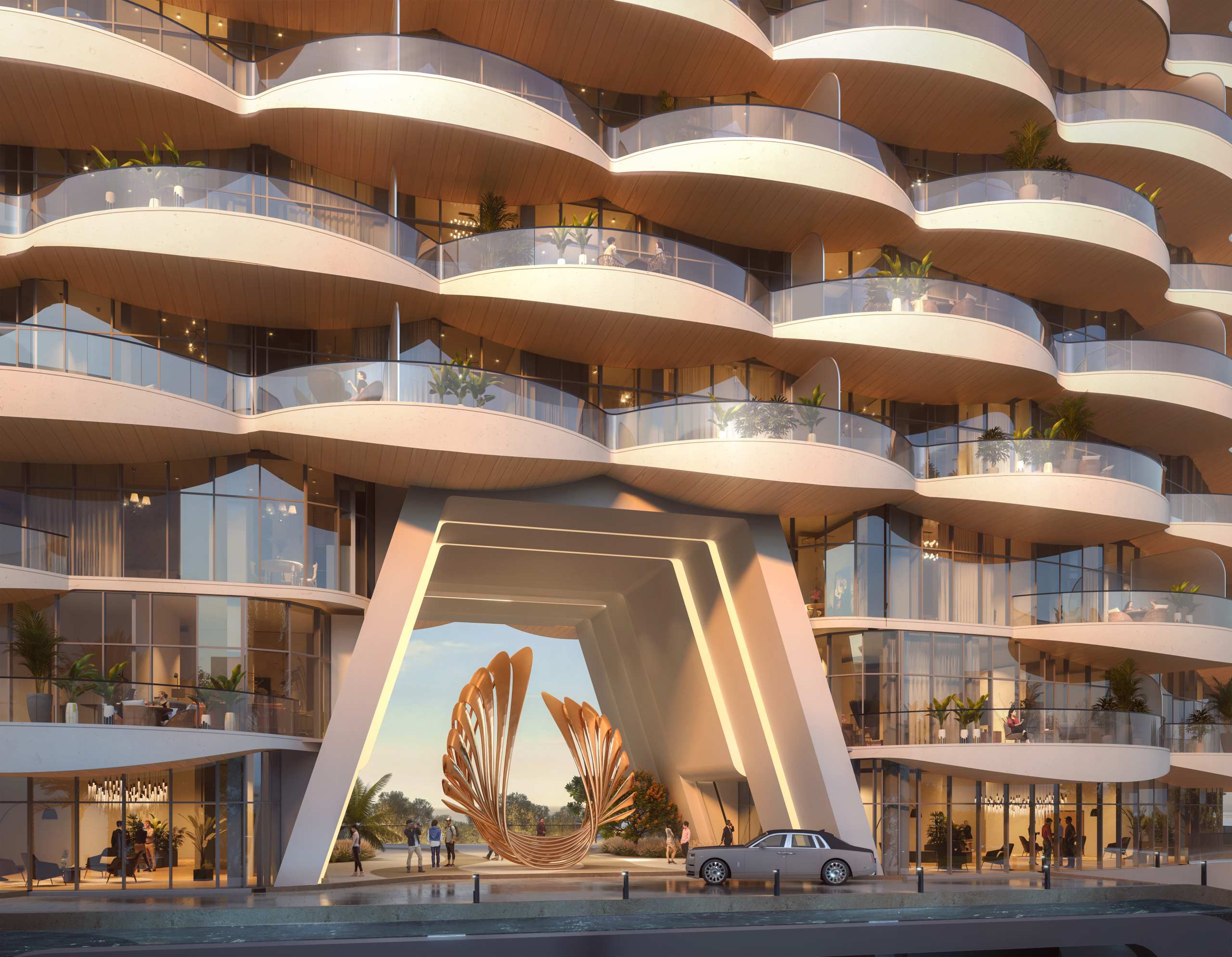 Exterior render of Aqua Arc on Al Marjan Island, view 8