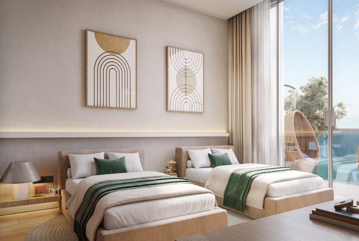 Bedroom interior at Aqua Maya on Al Marjan Island