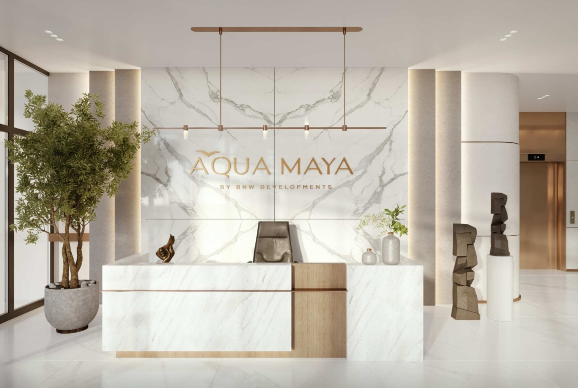 Lobby interior at Aqua Maya by BNW Developments