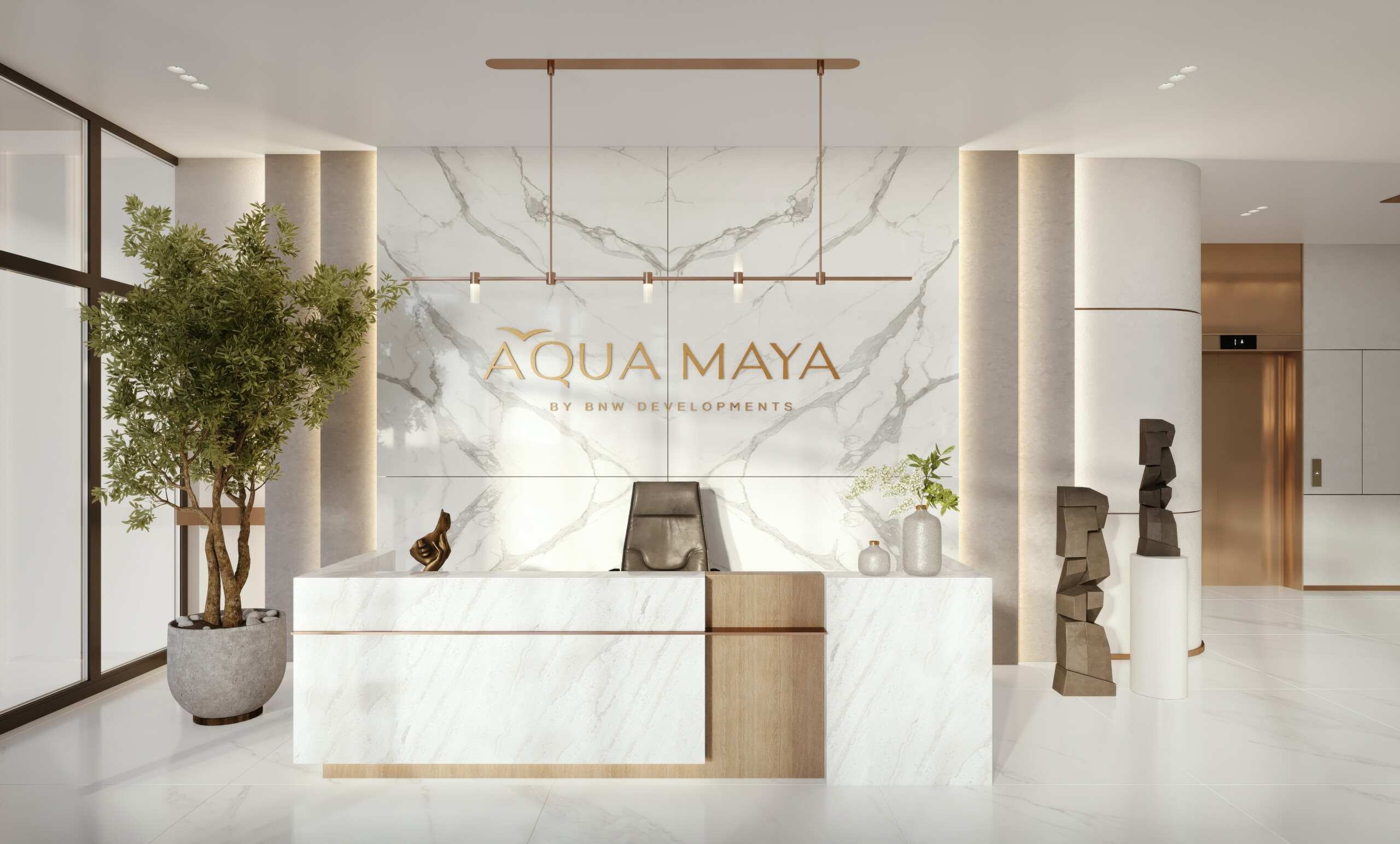 Lobby interior at Aqua Maya by BNW Developments