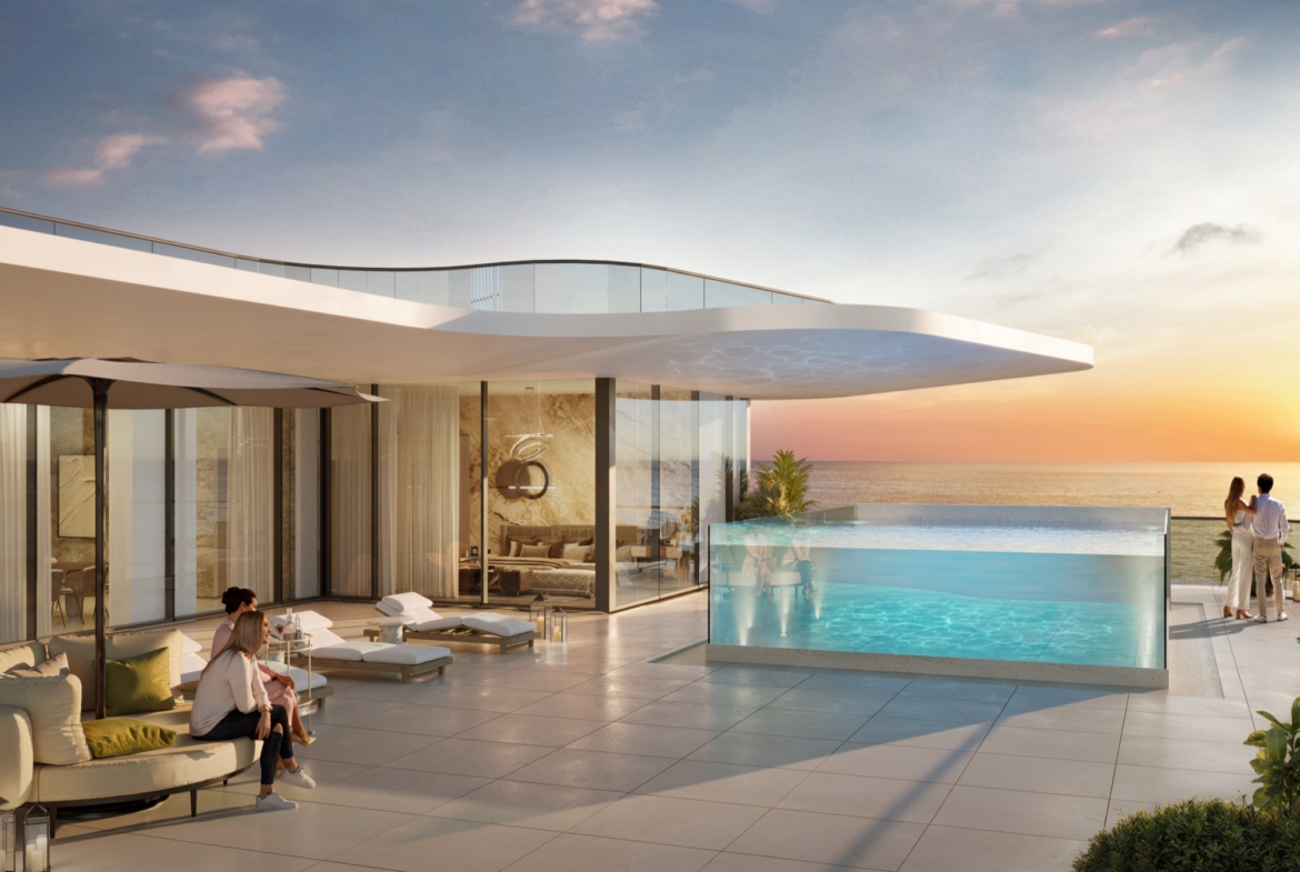 Aqua Maya sunset terrace and rooftop pool on Al Marjan Island