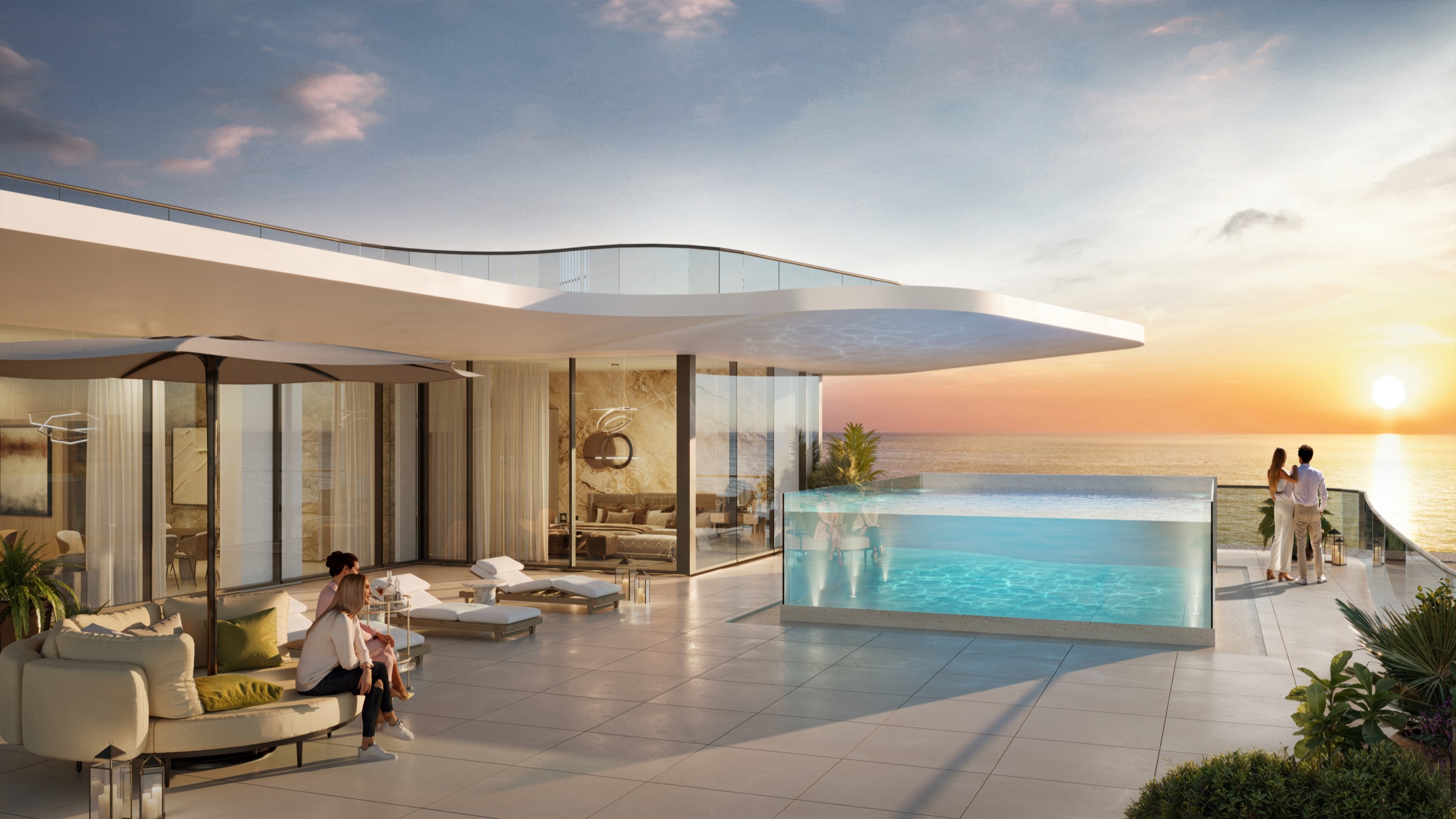 Aqua Maya sunset terrace and rooftop pool on Al Marjan Island
