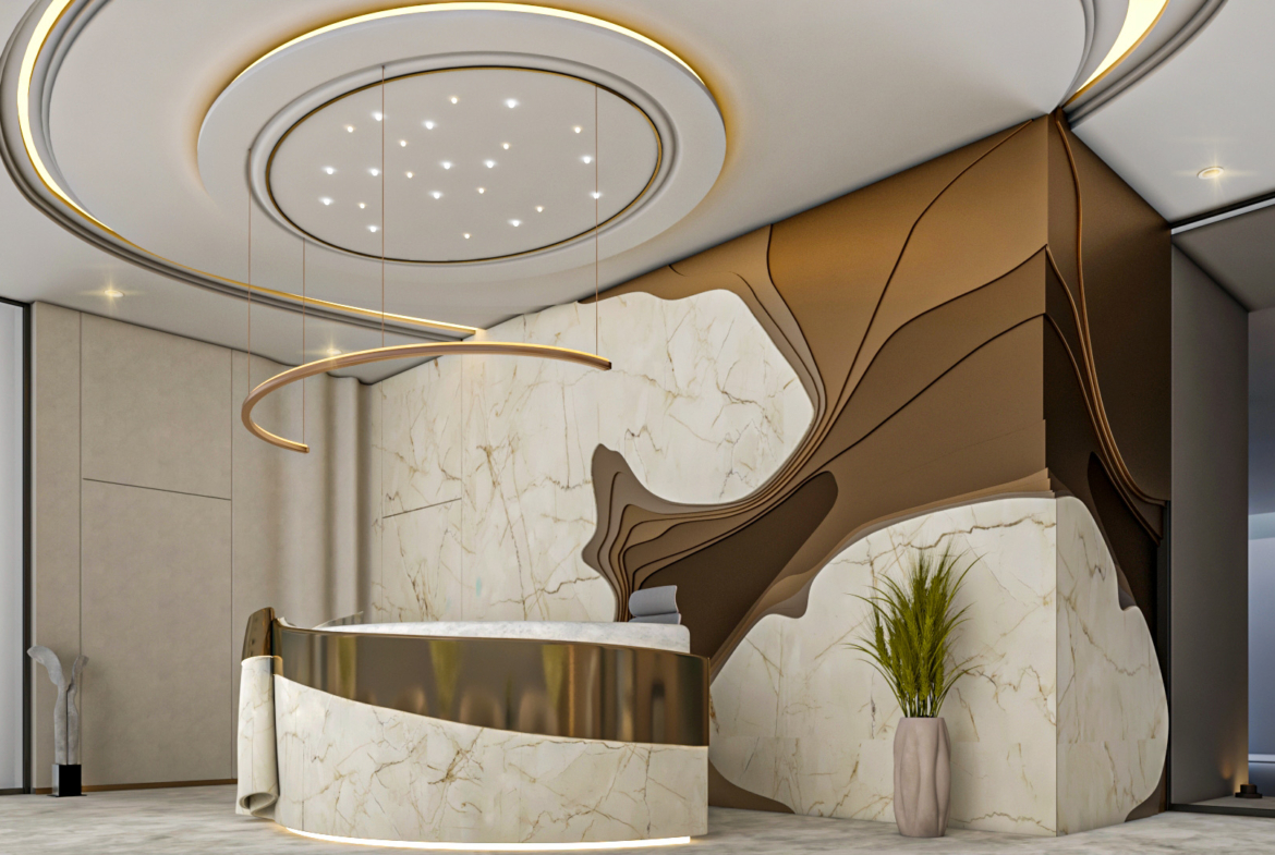 Entrance lobby interior at Aquino on Al Marjan Island