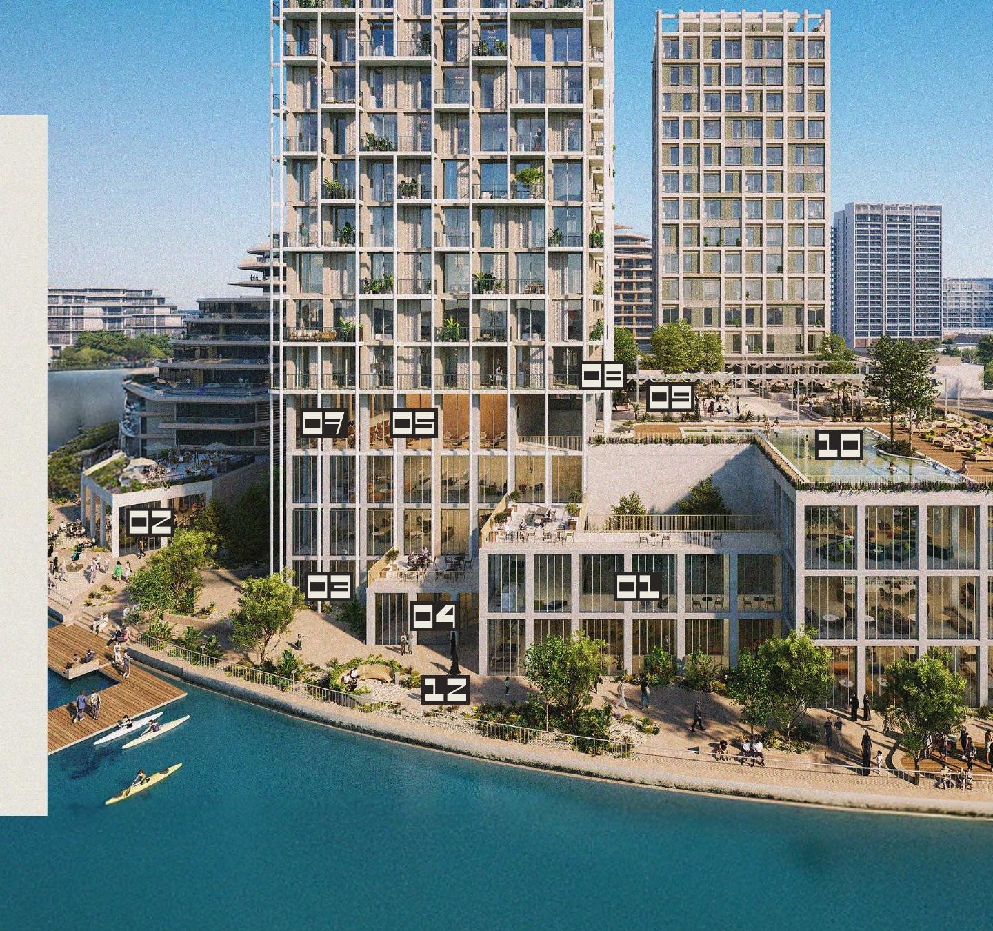 ENTA waterfront exterior ENTA Mina residential exterior beside the waterfront promenade