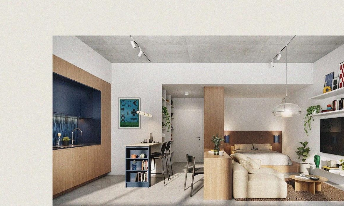 ENTA Mina studio apartment interior rendering