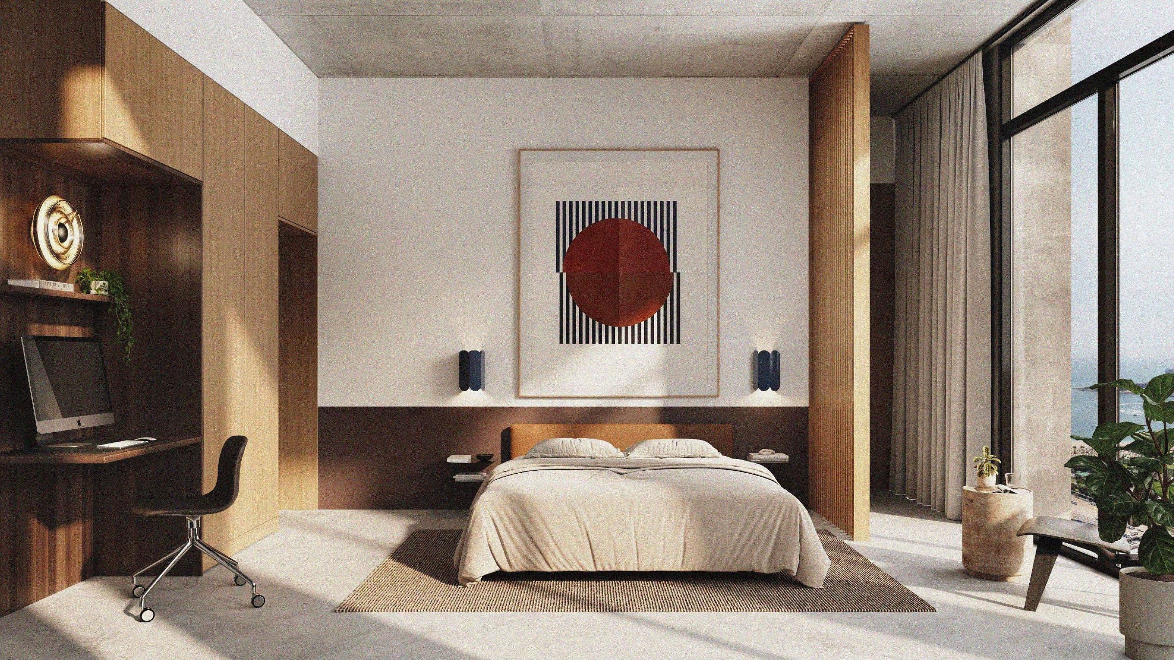 ENTA bedroom interior ENTA Mina contemporary bedroom with natural finishes