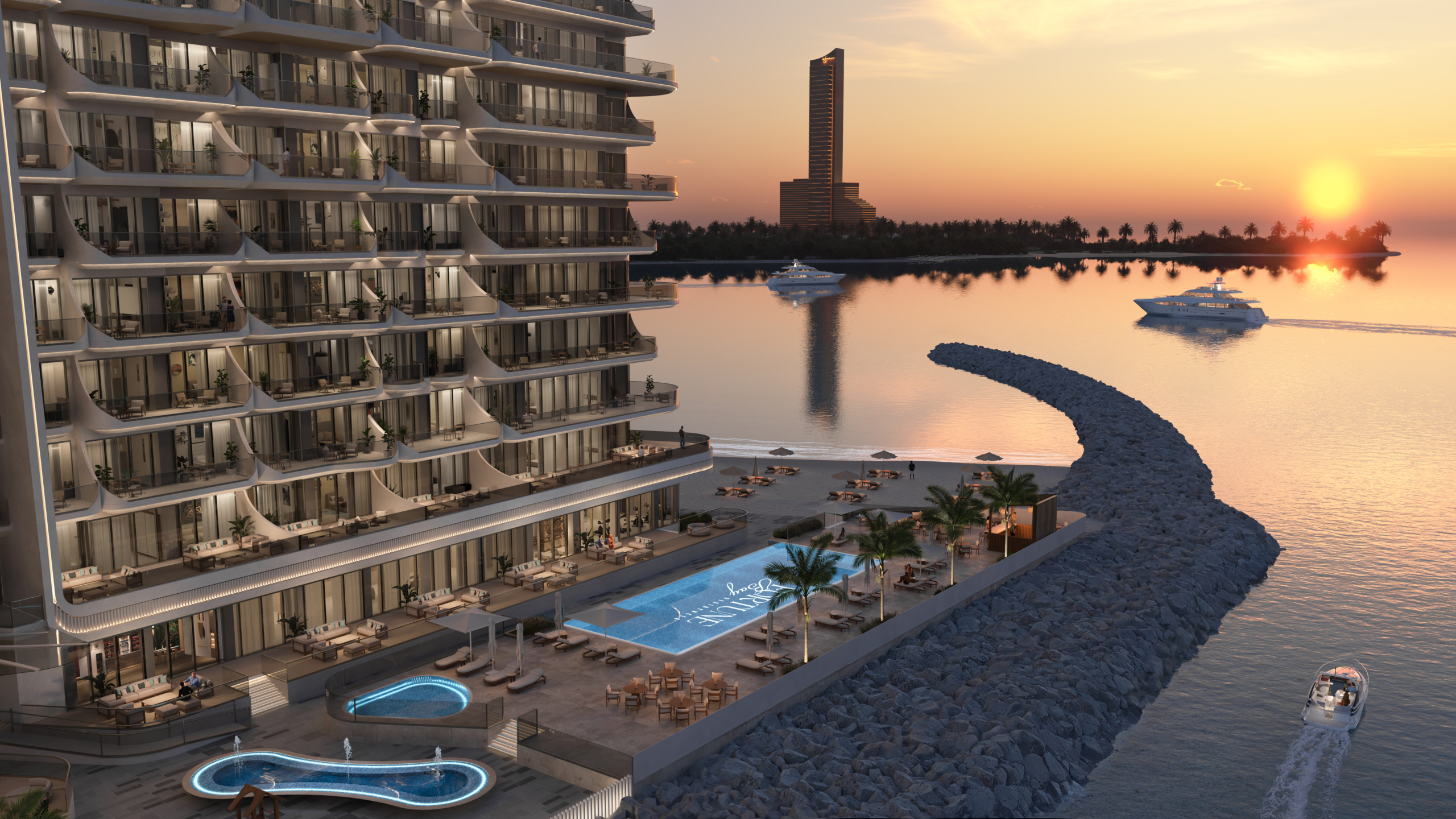 Fortune Bay Residences waterfront pool and exterior
