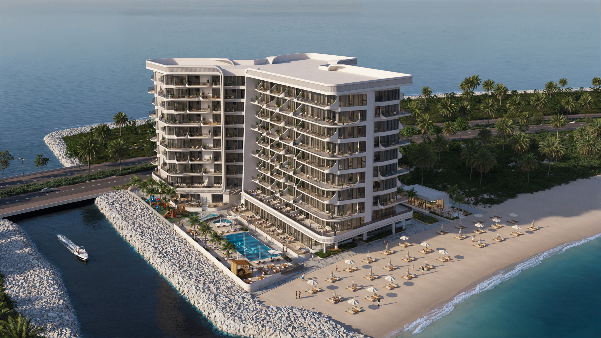 Fortune Bay Residences private beach aerial view