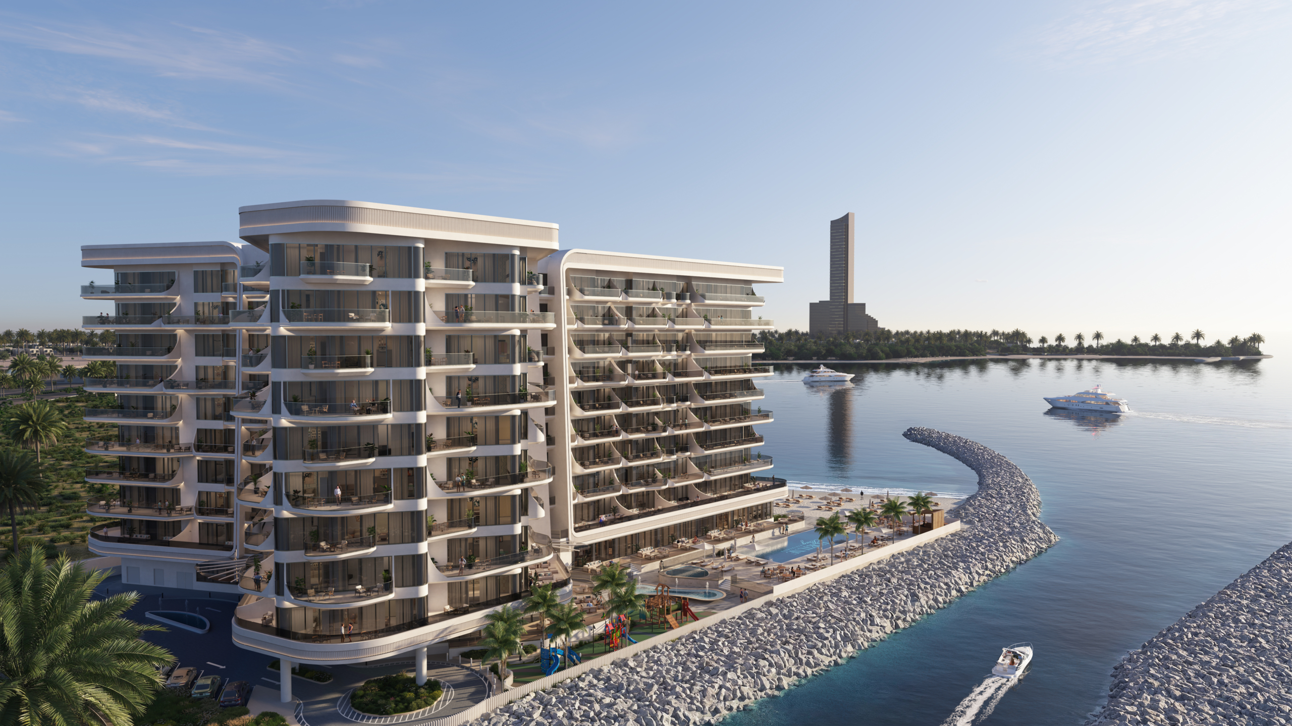 Fortune Bay Residences waterfront exterior in daylight