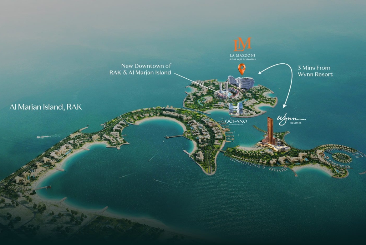 Al Marjan Island setting for La Mazzoni by The Luxe Developers
