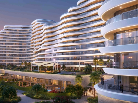 Rendering of La Mazzoni landscaped residences and arrival area