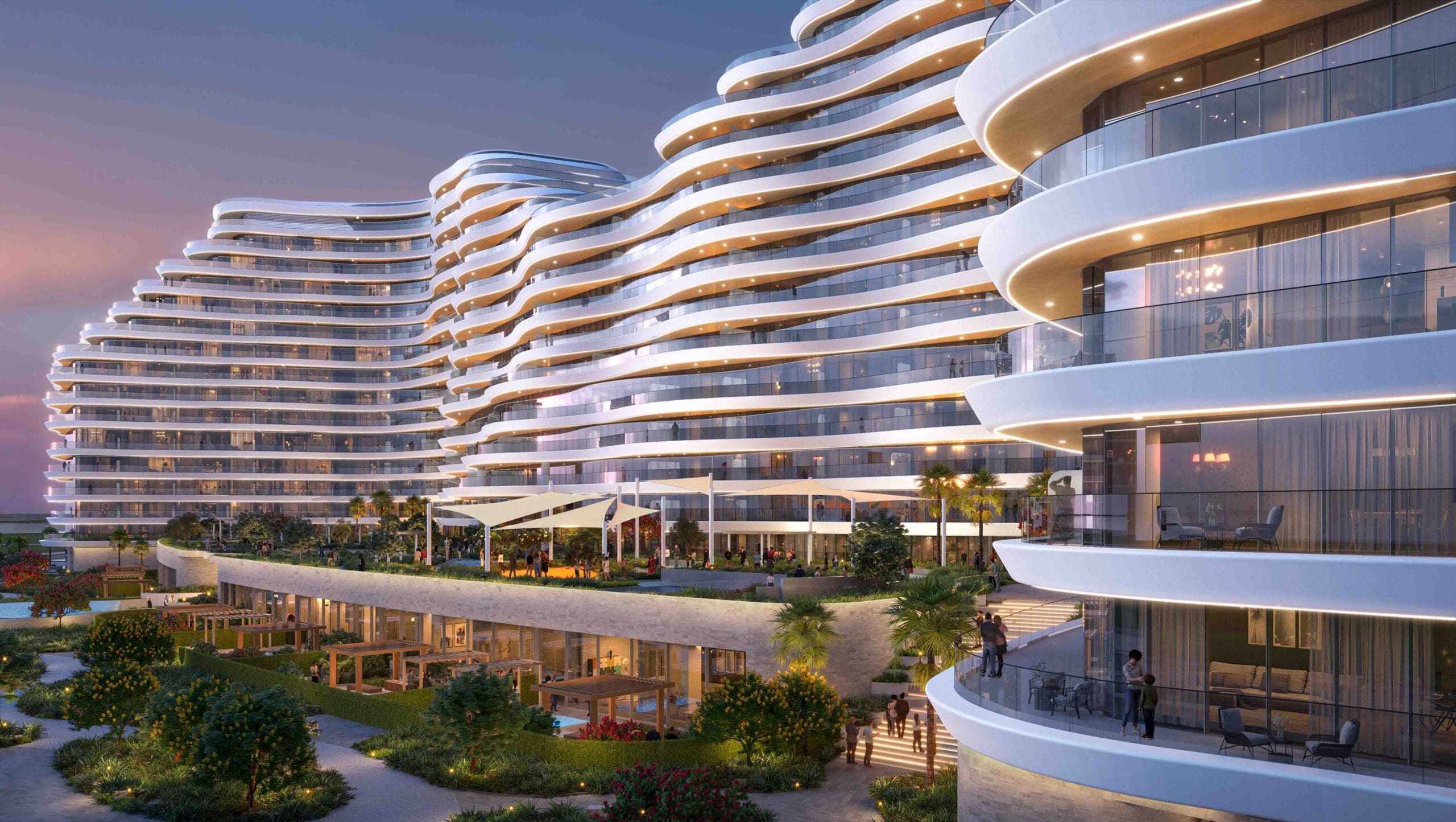 Rendering of La Mazzoni landscaped residences and arrival area
